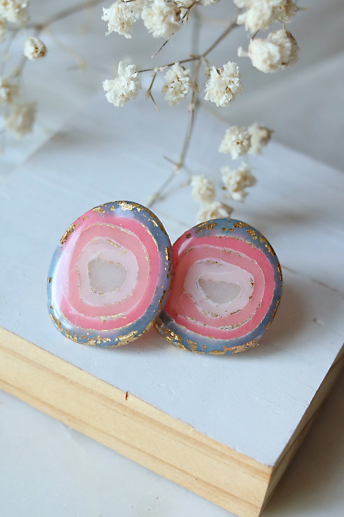 Agate Slice Studs