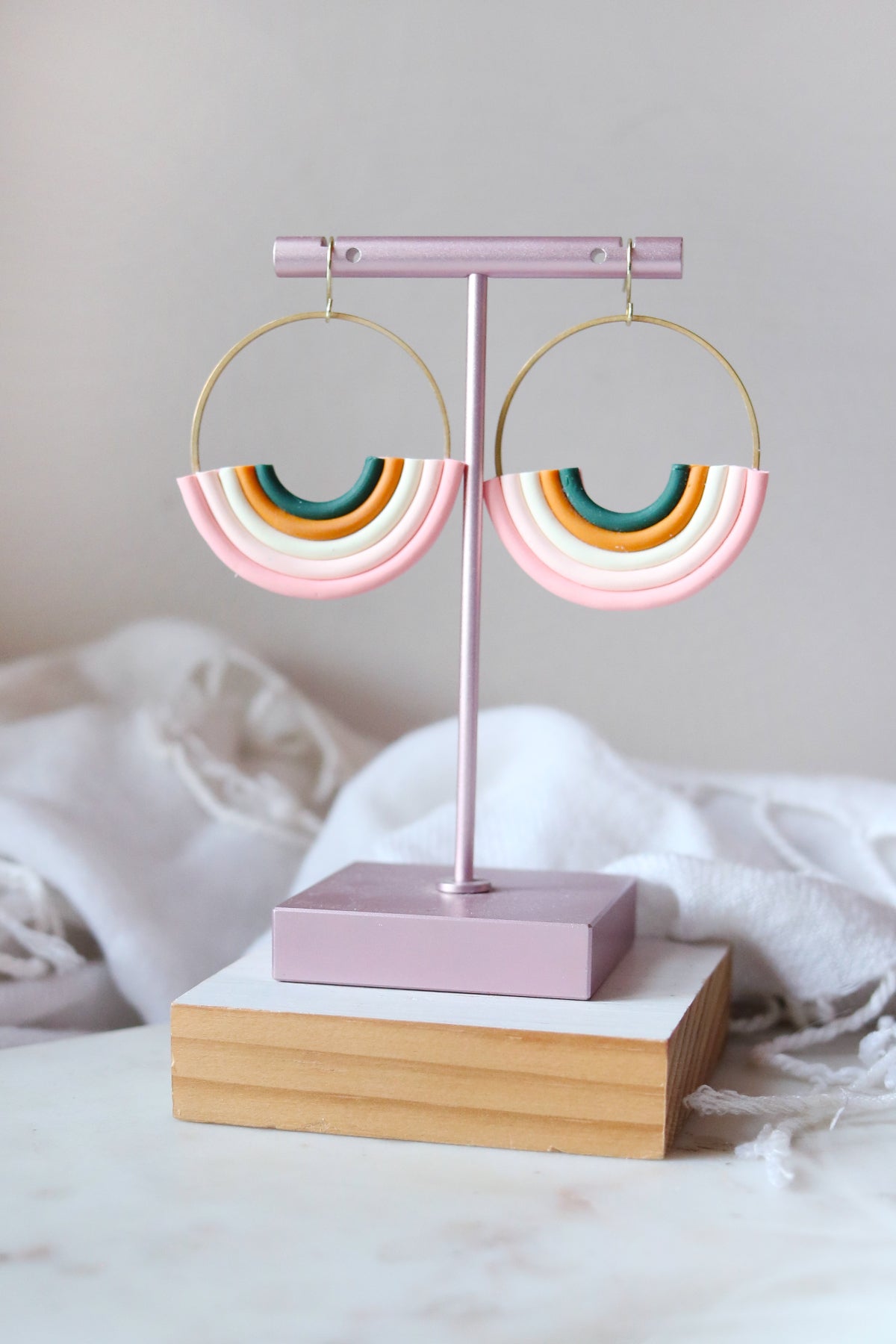 Carry On Polymer Clay Hoop Earrings in Peaches