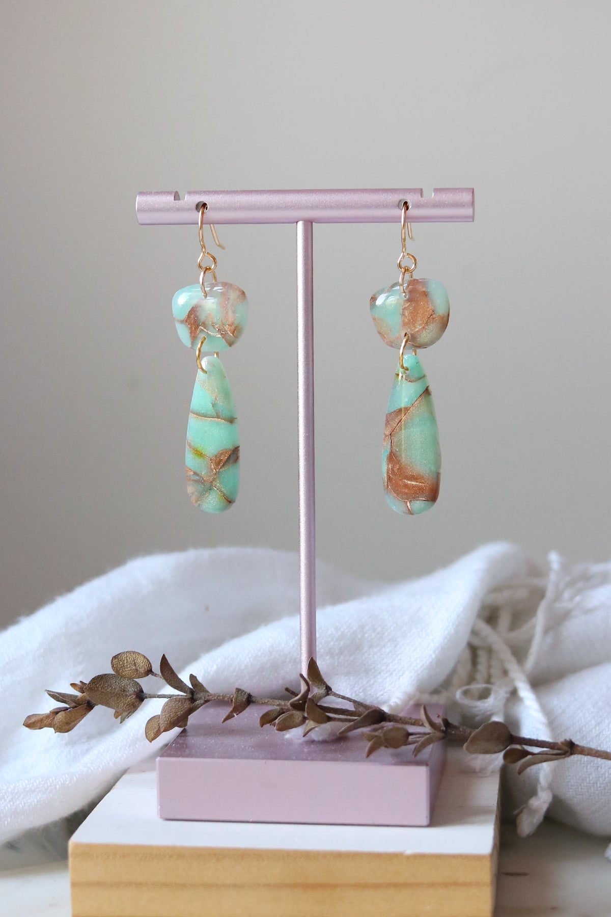 Chrysoprase Polymer Clay Earrings