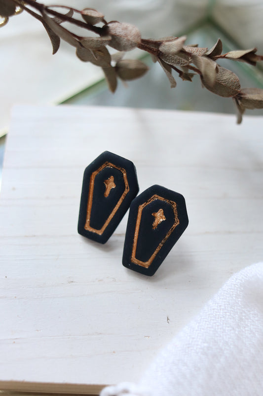 Coffin Polymer Clay Stud Earrings