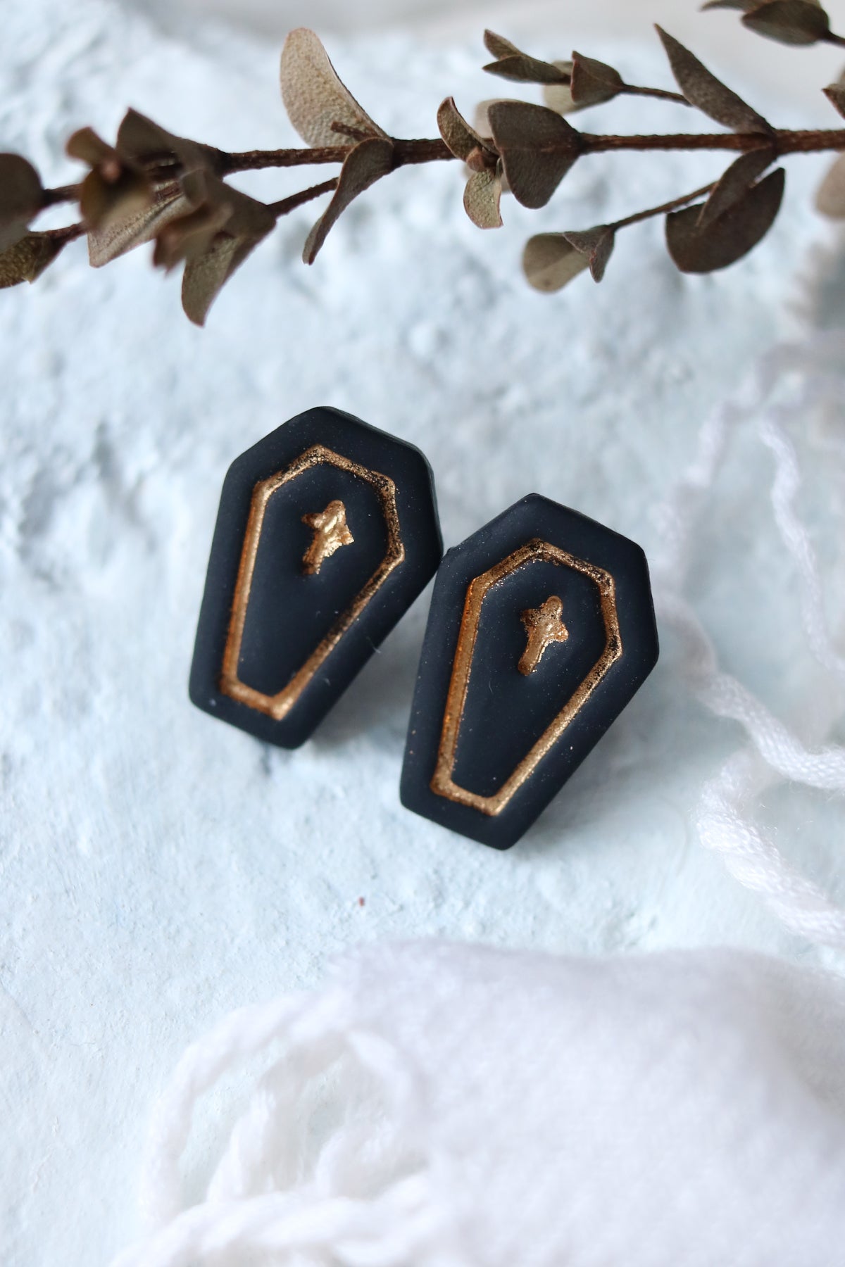 Coffin Polymer Clay Stud Earrings