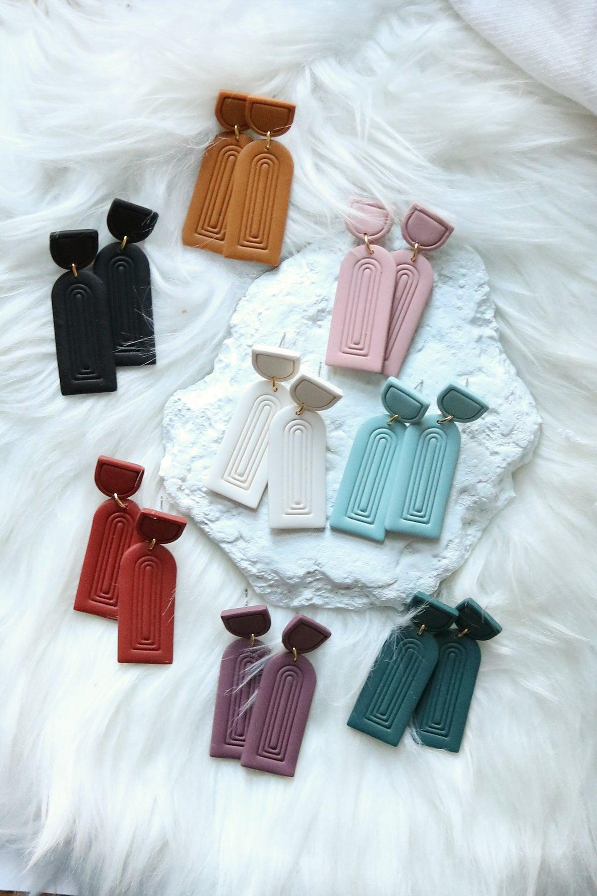 Column Polymer Clay Earrings | Choose Your Colour - Petal & Posy