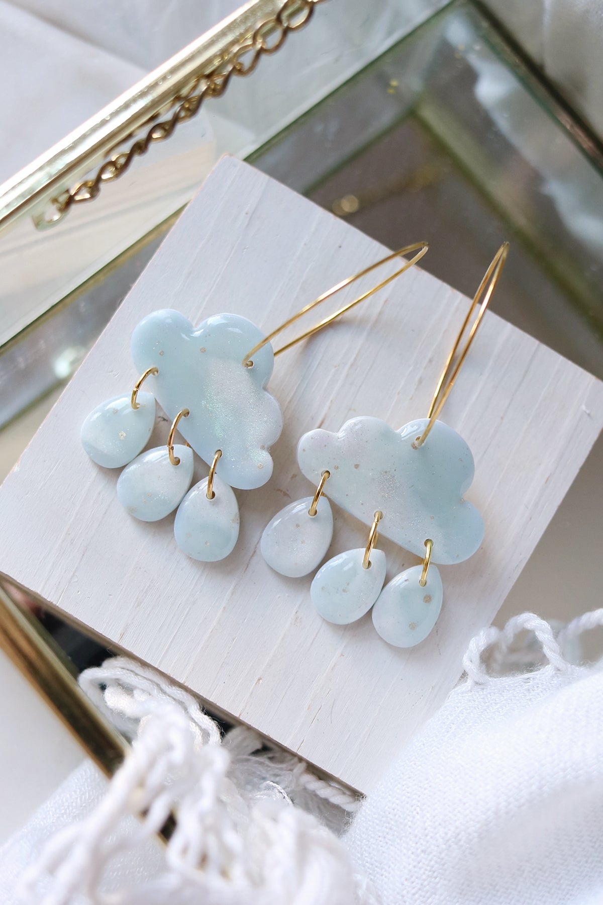Cumulus Polymer Clay Hoop Earrings in Daydream