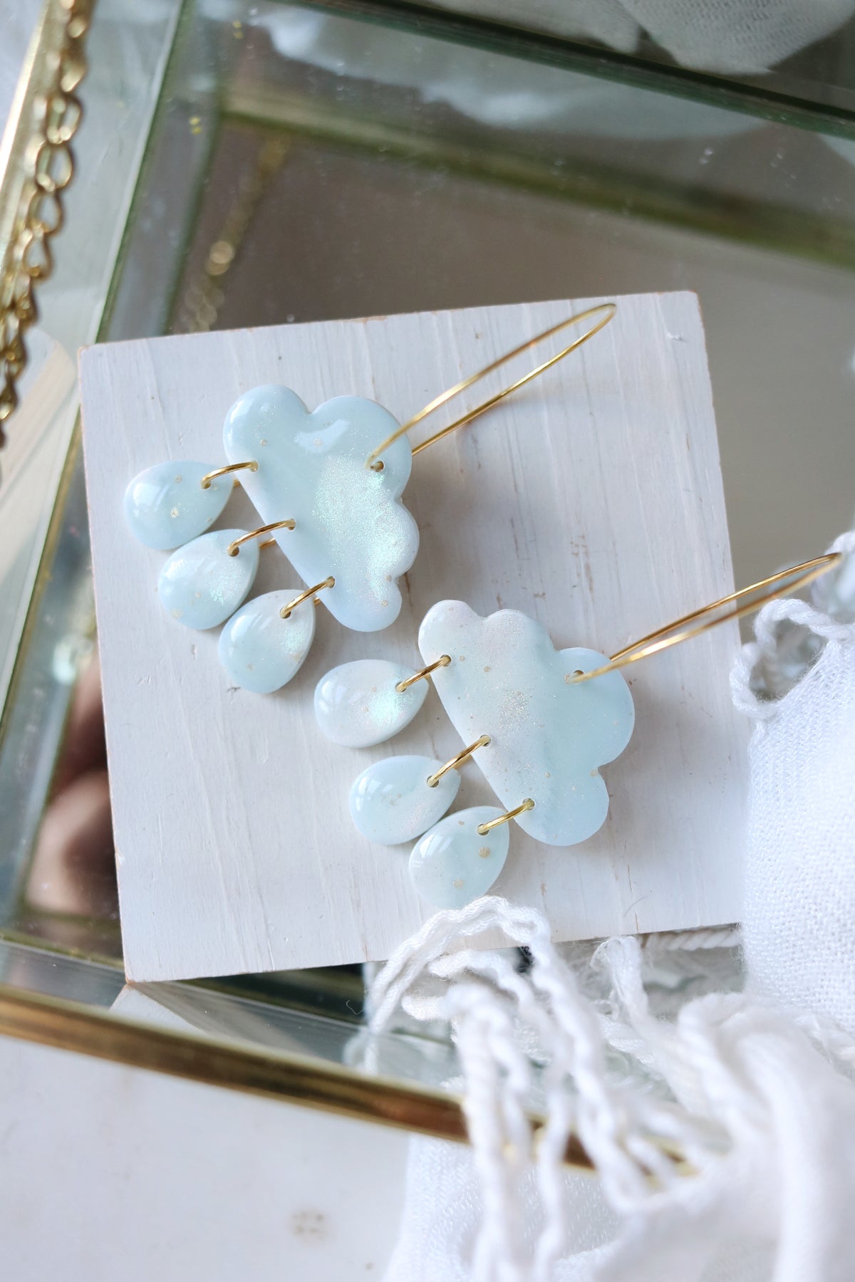 Cumulus Polymer Clay Hoop Earrings in Daydream