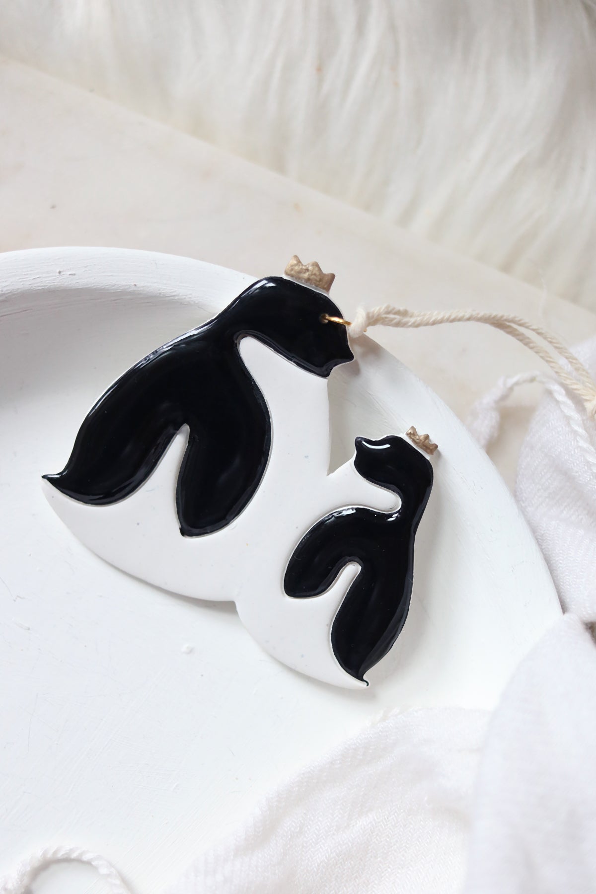 Emperor Penguins Polymer Clay Ornament