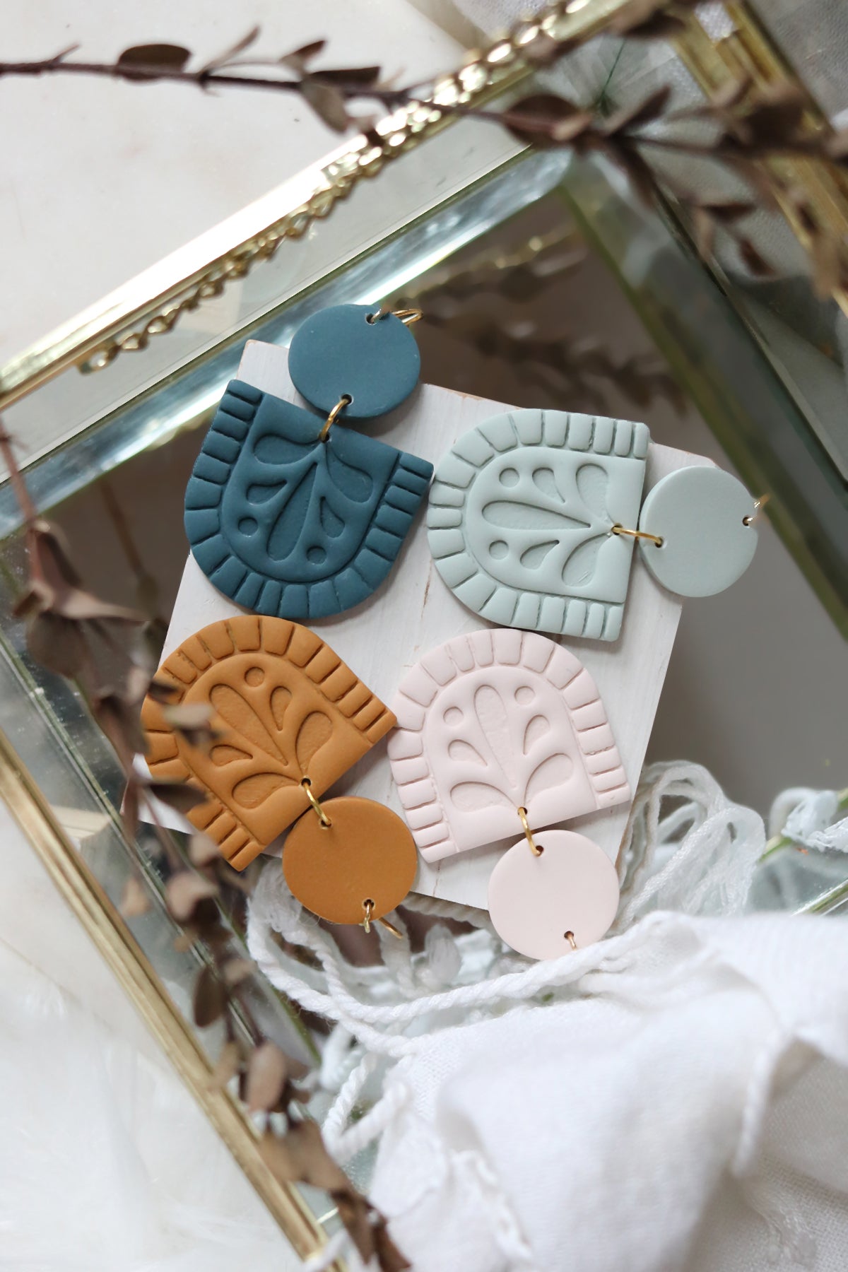 Folk Flower Polymer Clay Earrings | Choose Your Shade