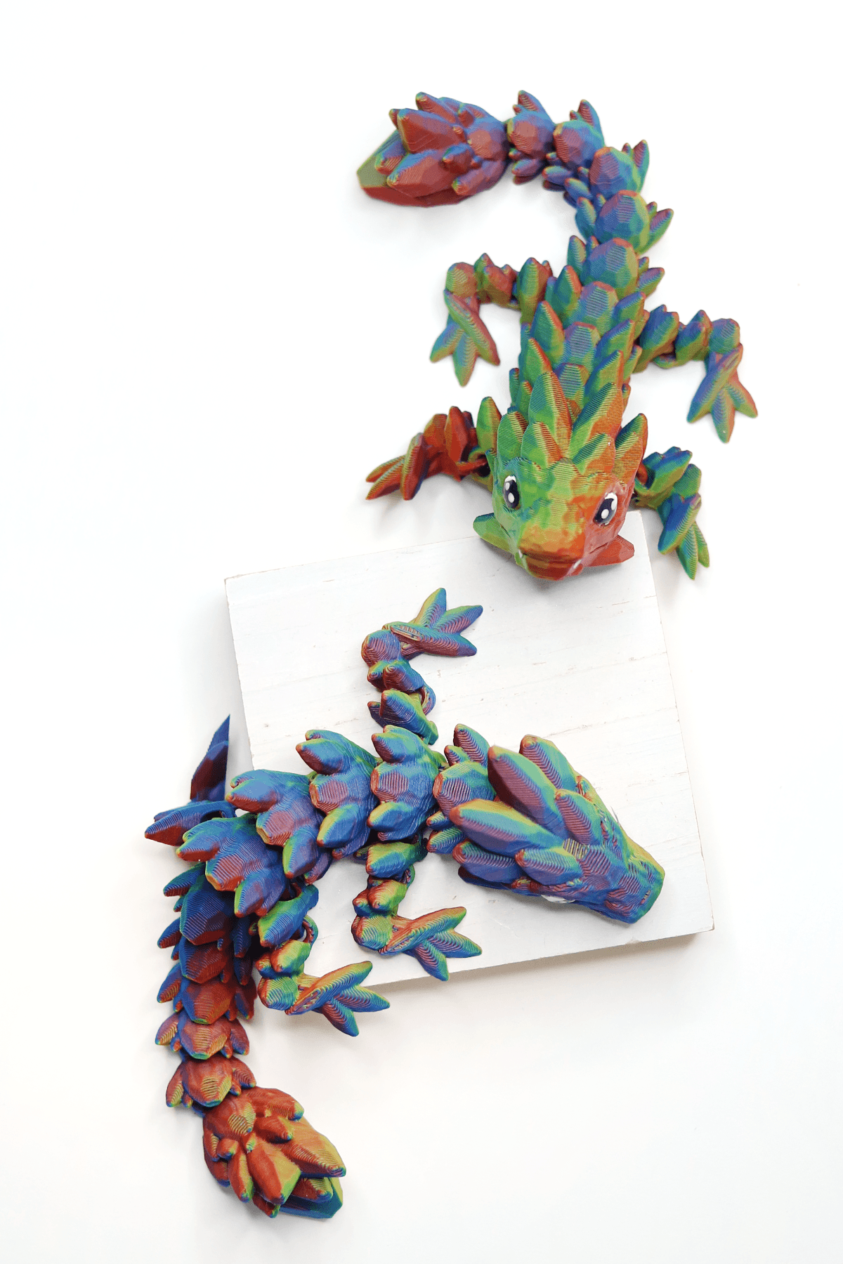3D Printed Gemstone Dragon Fidget Pet in Primary Rainbow - Petal & Posy