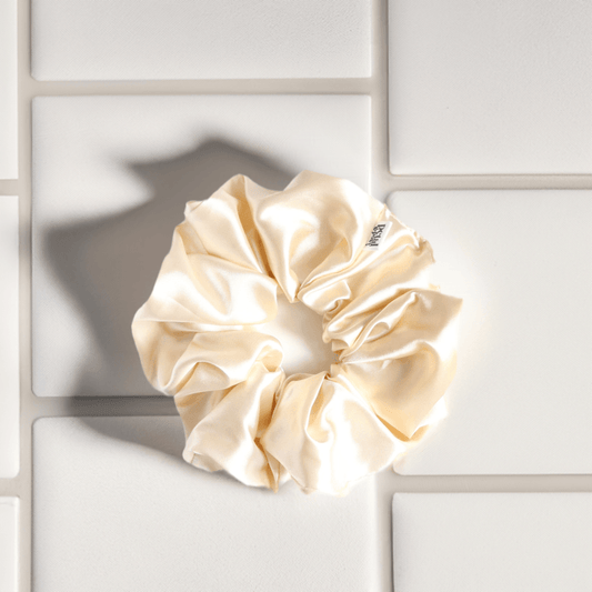 Super Fluff Silk Satin Scrunchie in Blonde - Petal & Posy