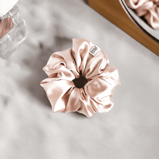 Super Fluff Silk Satin Scrunchie in Sand - Petal & Posy
