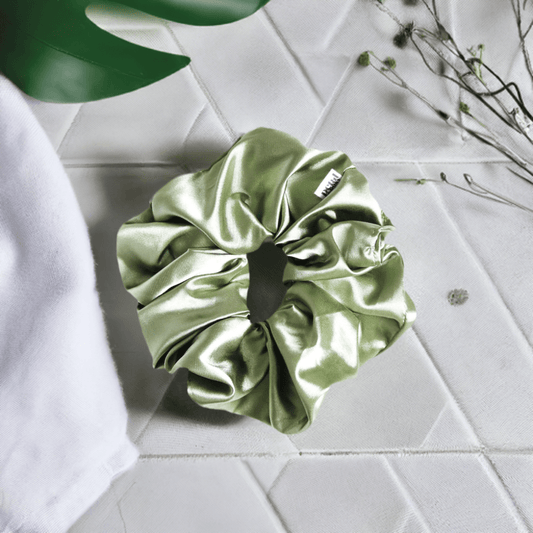 Super Fluff Silk Satin Scrunchie in Sage - Petal & Posy