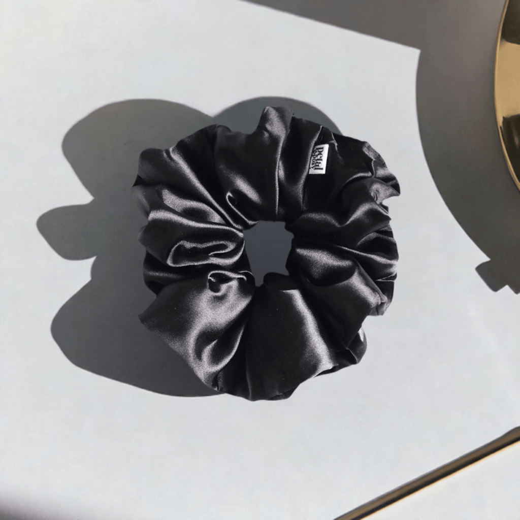 Super Fluff Silk Satin Scrunchie in Carbon - Petal & Posy