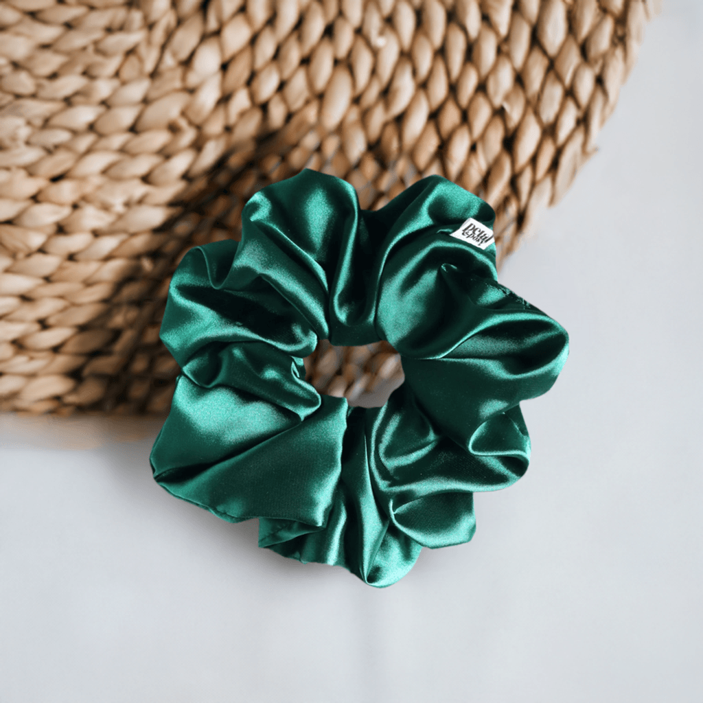 Super Fluff Silk Satin Scrunchie in Emerald - Petal & Posy