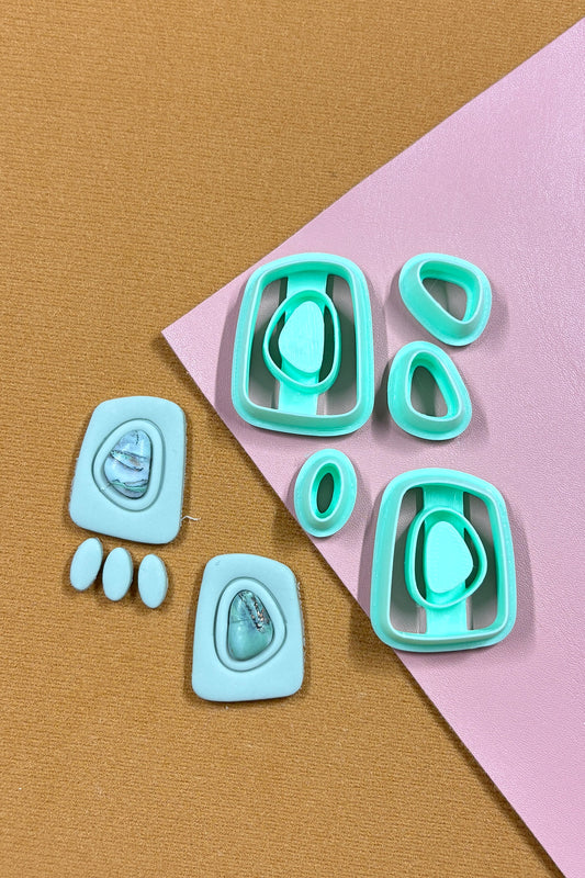Organic Trapezoid Inset Bezel Polymer Clay Cutter Set