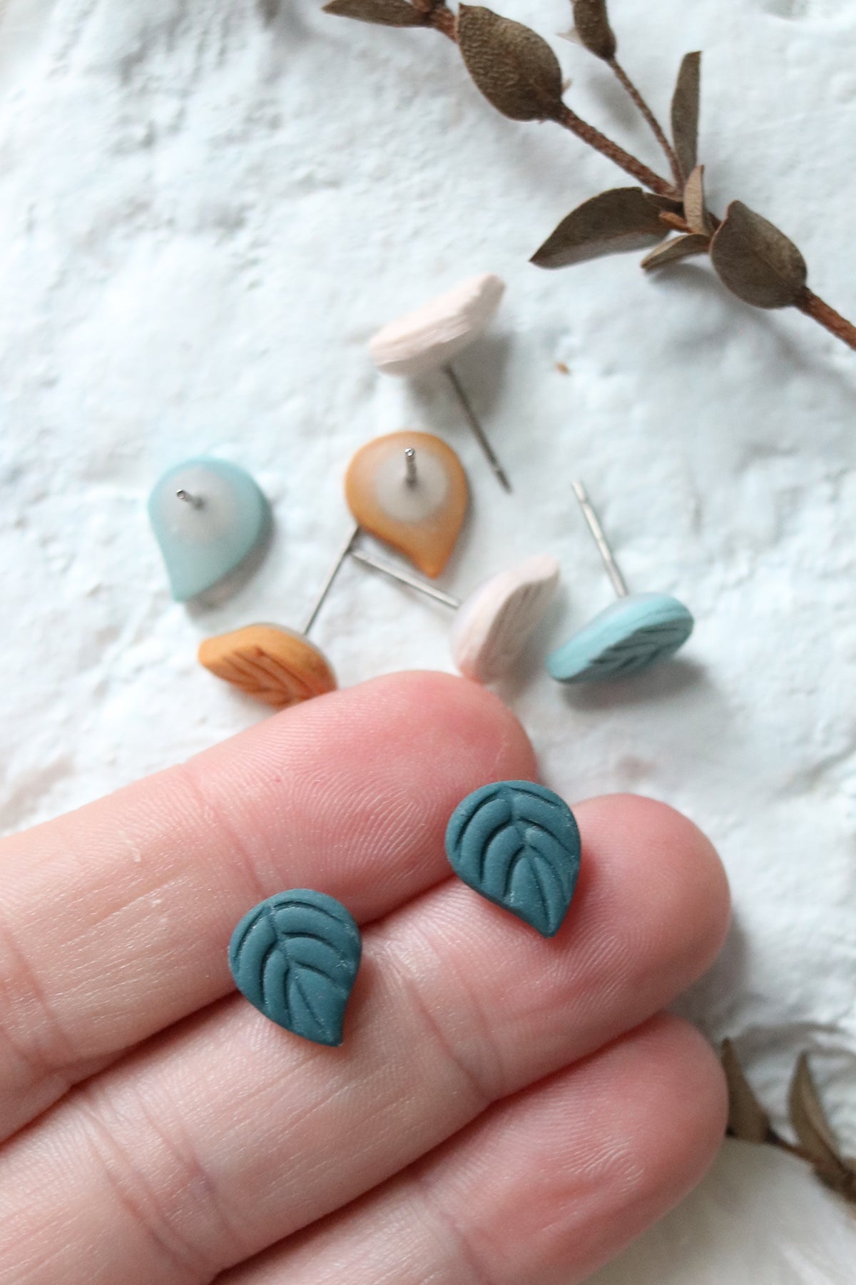 Leaflet Stud Earrings | Choose Your Colour - Petal & Posy
