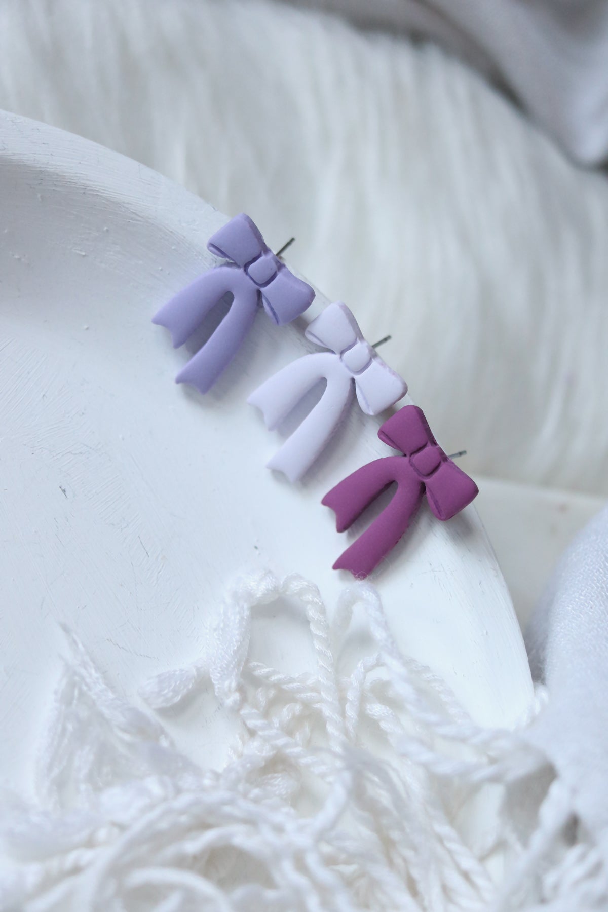 Bow Tails Polymer Clay Stud Earrings | Choose Your Colour