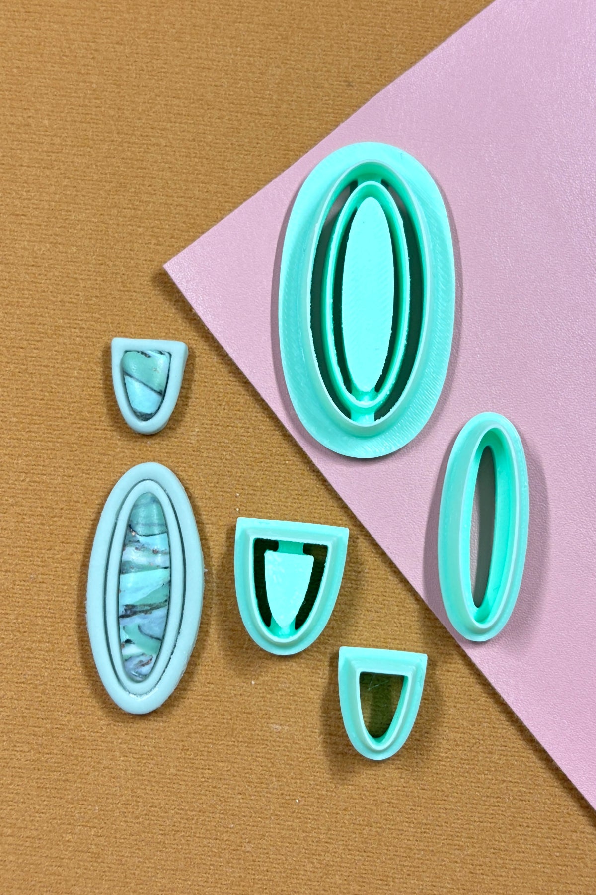 Art Deco Style Oval Bezel Polymer Clay Cutter Set