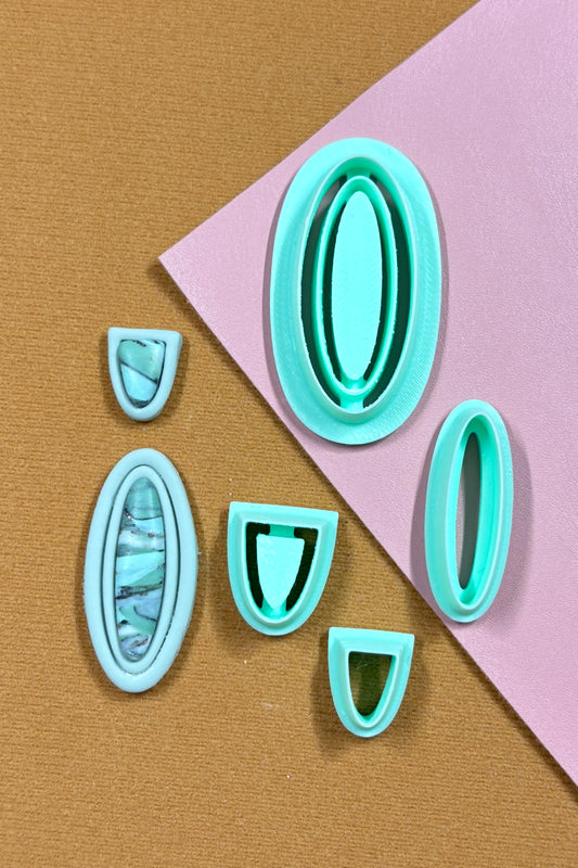 Art Deco Style Oval Bezel Polymer Clay Cutter Set