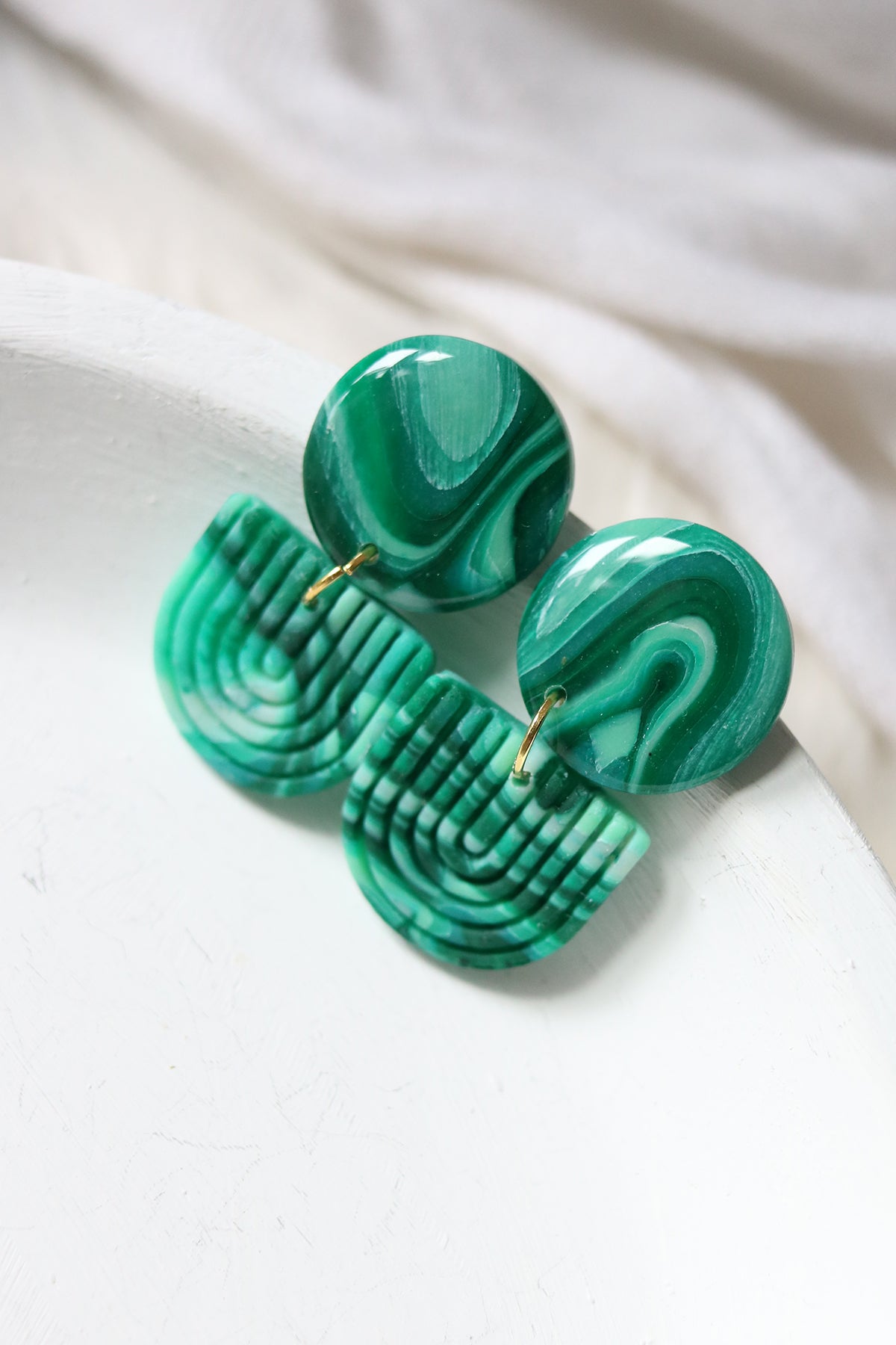 Malachite Polymer Clay Earrings