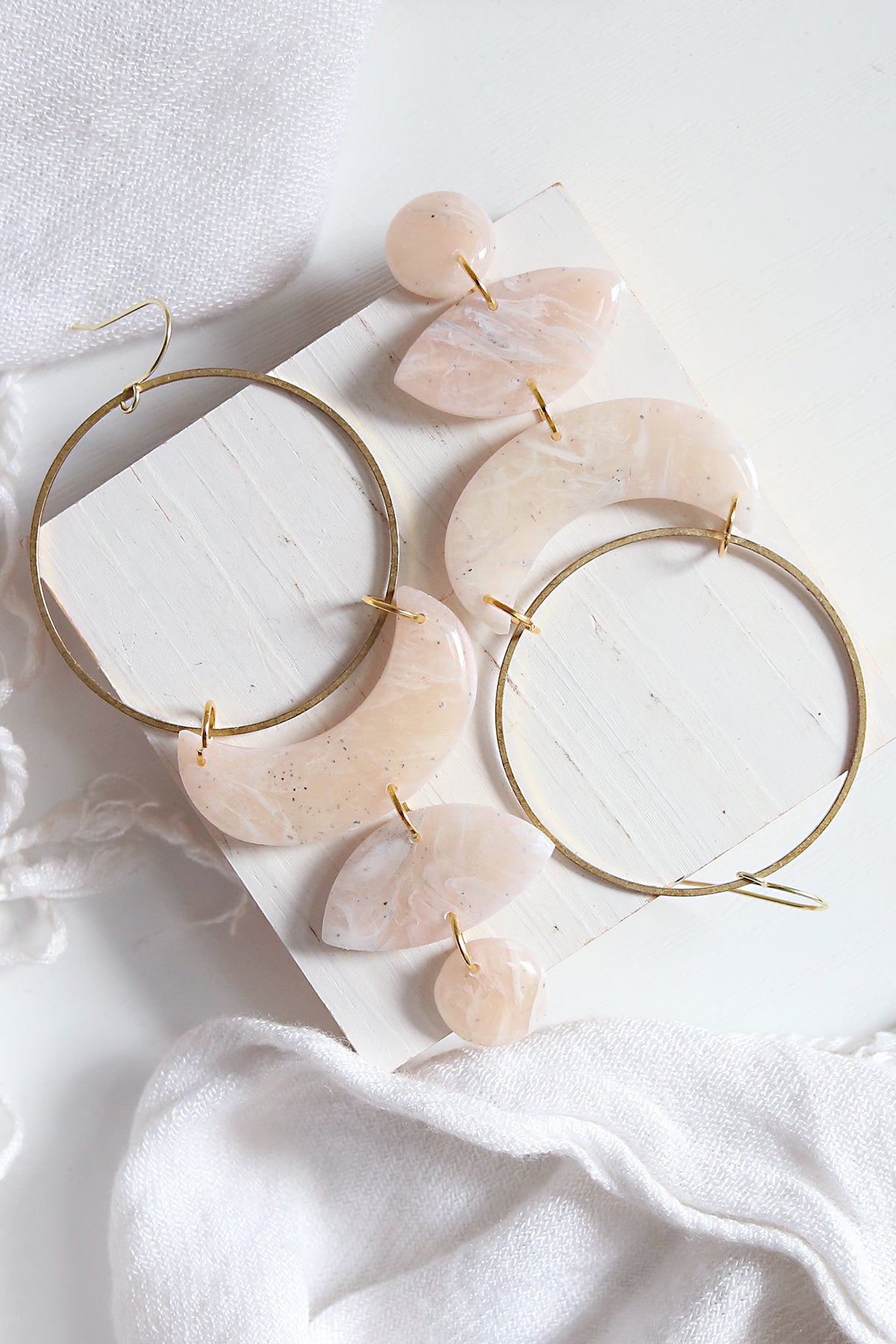 Moon Phase Earrings in Pink Salt