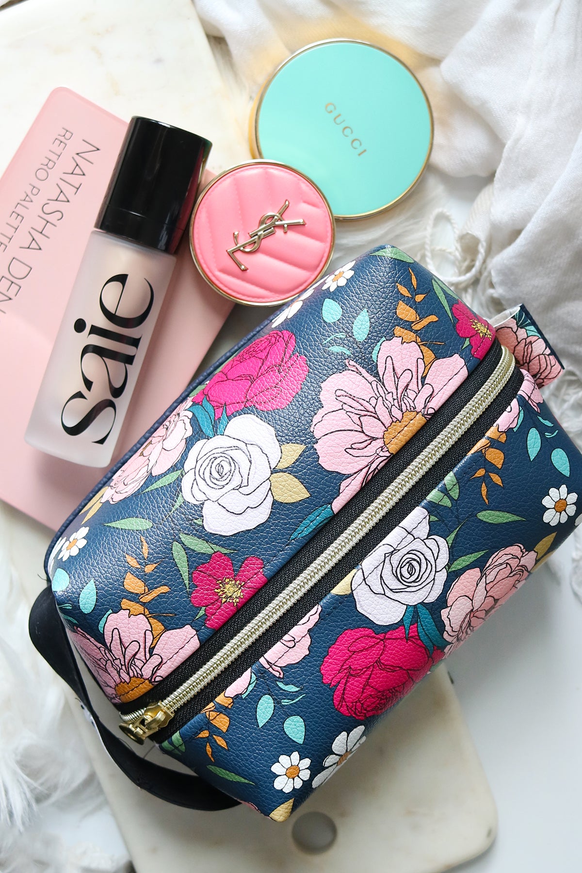 The Posy Pouch Makeup and Toiletry Bag in Midnight Garden
