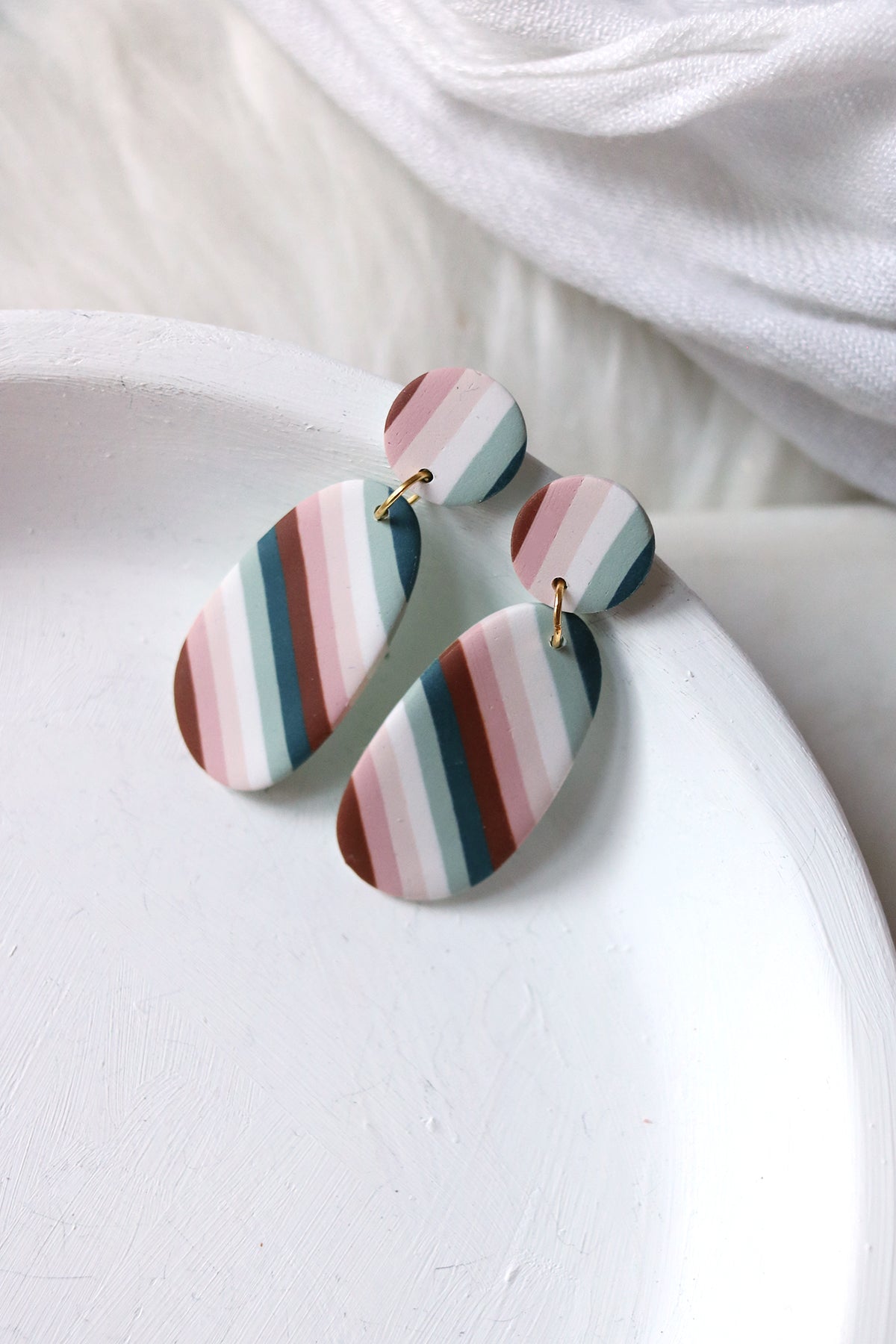 Retro Ribbon Polymer Clay Earrings