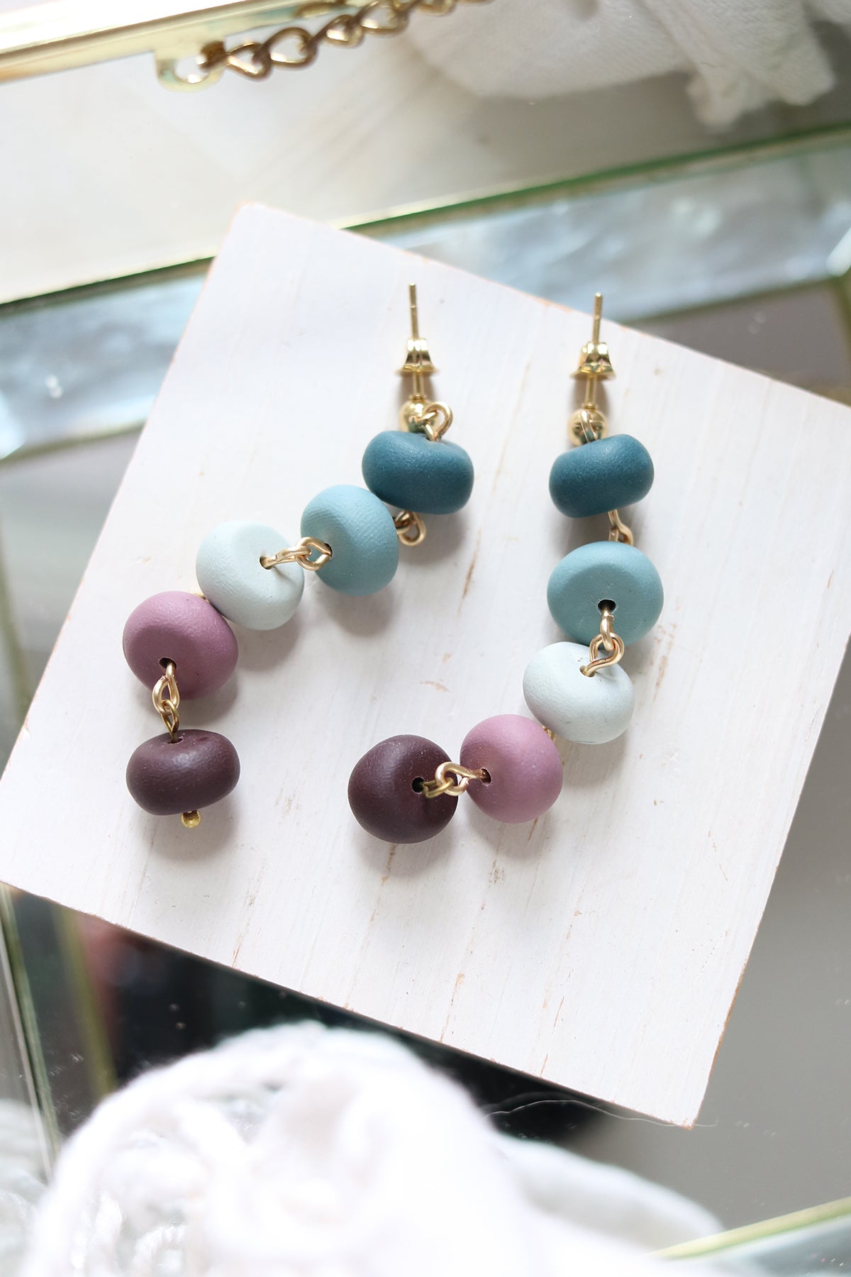Rondelle Polymer Clay Beaded Earrings