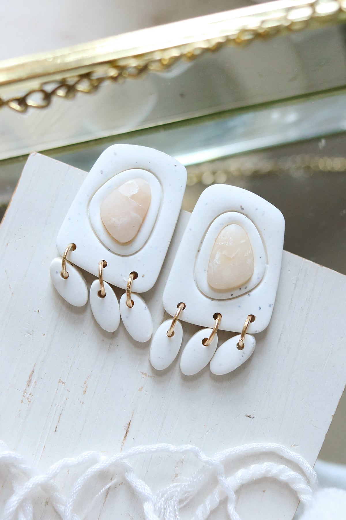 Salt Studs Bezel Inlay Polymer Clay Stud Earrings