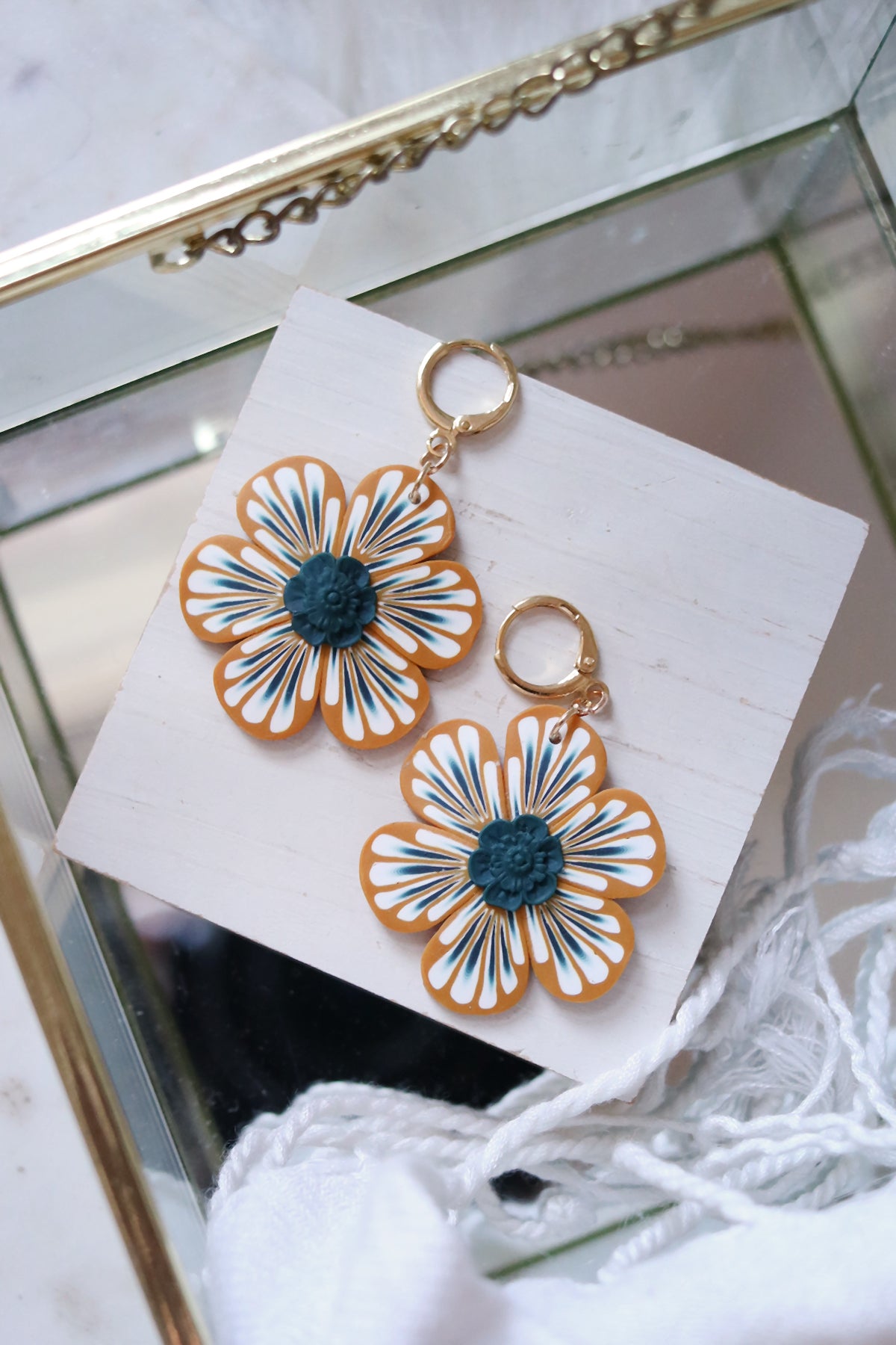 Goldenrod Polymer Clay Flower Earrings