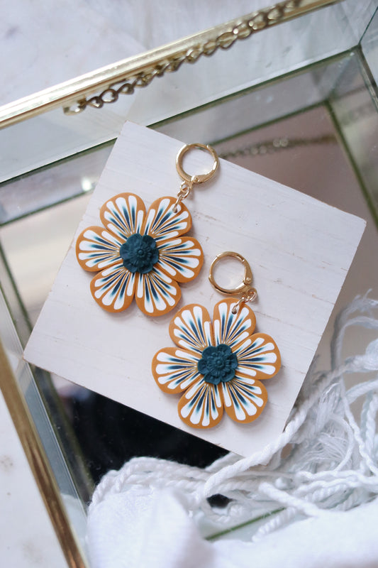 Goldenrod Polymer Clay Flower Earrings