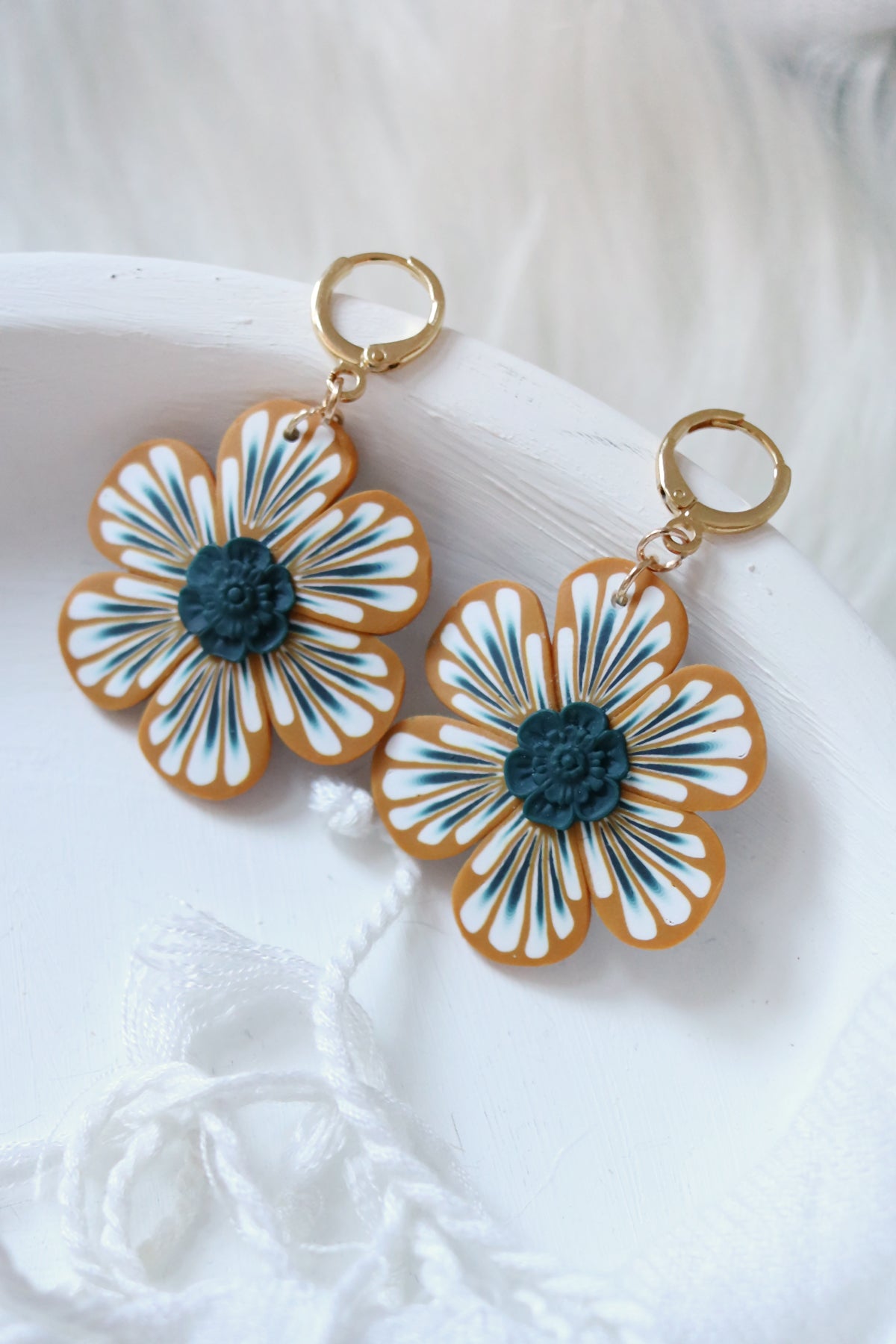 Goldenrod Polymer Clay Flower Earrings