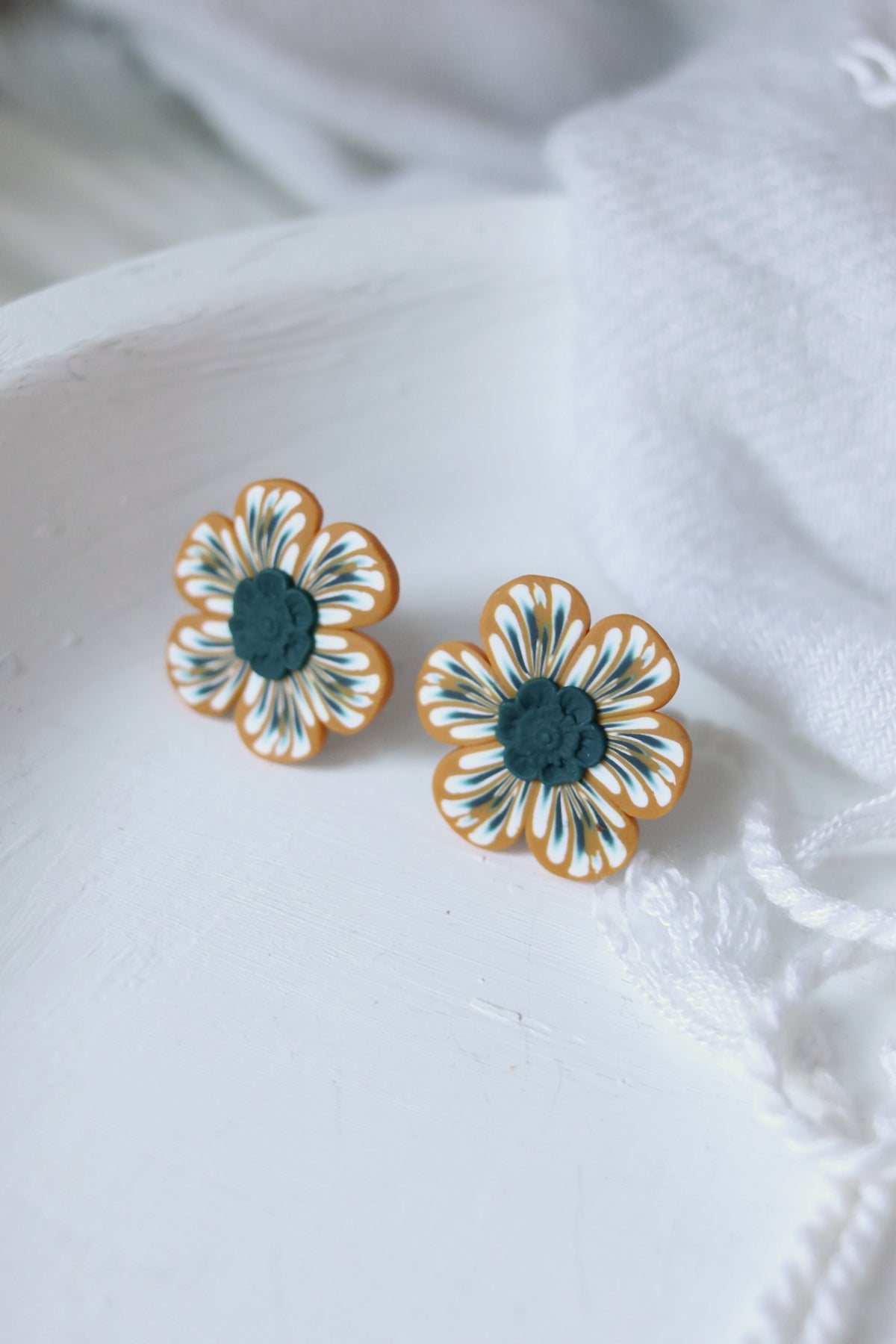 Goldenrod Polymer Clay Flower Stud Earrings