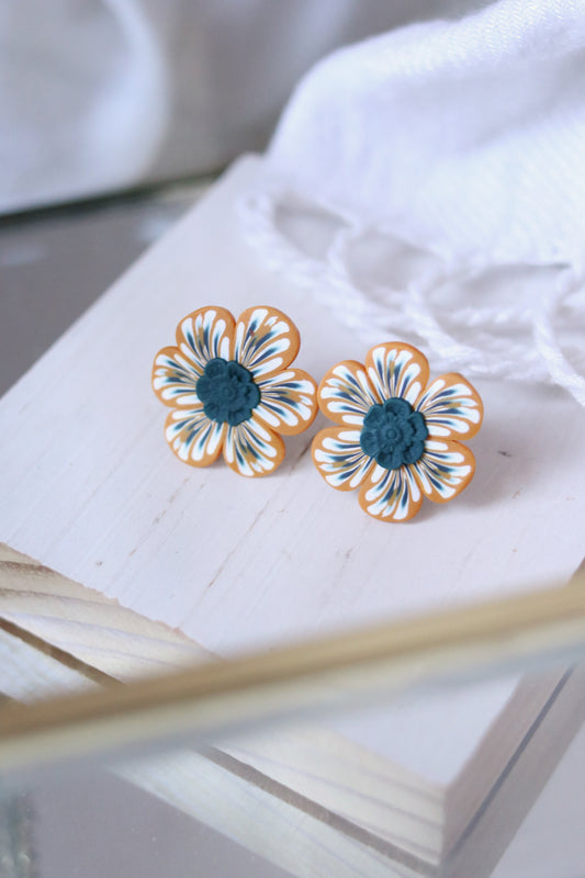 Goldenrod Polymer Clay Flower Stud Earrings
