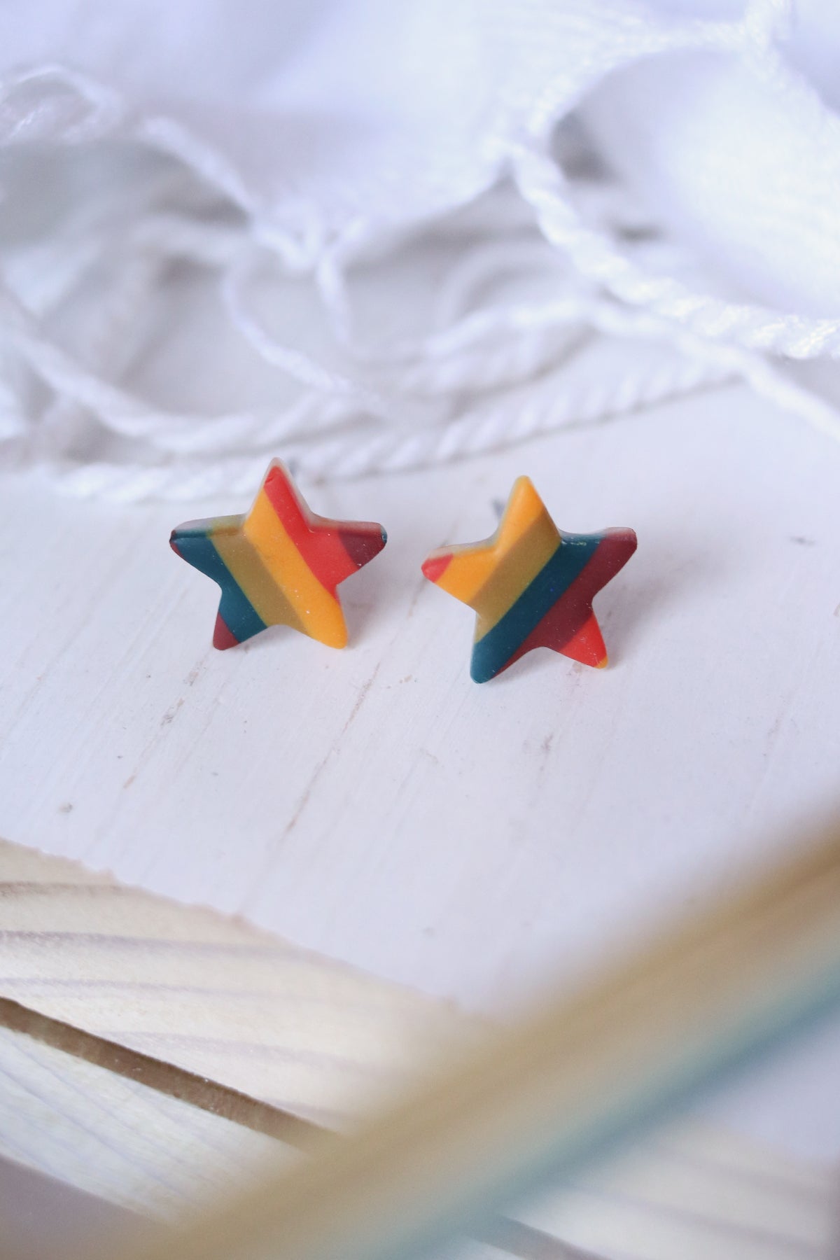 Star Shine Polymer Clay Stud Earrings