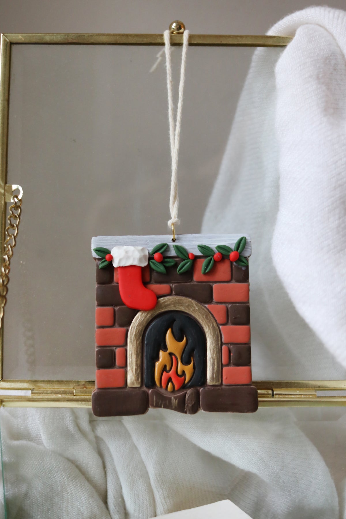 Fireside Polymer Clay Ornament