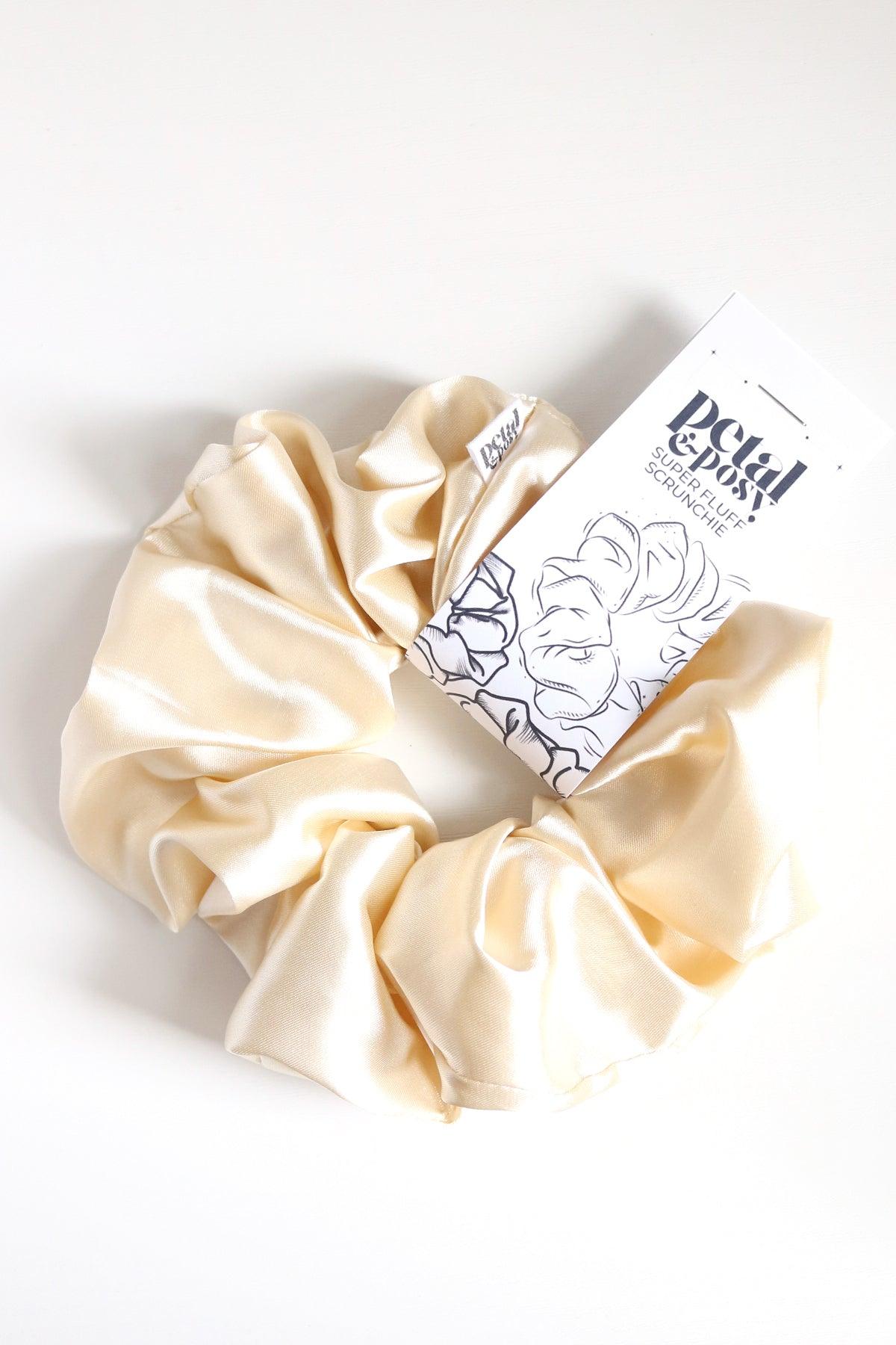 Super Fluff Silk Satin Scrunchie in Blonde - Petal & Posy