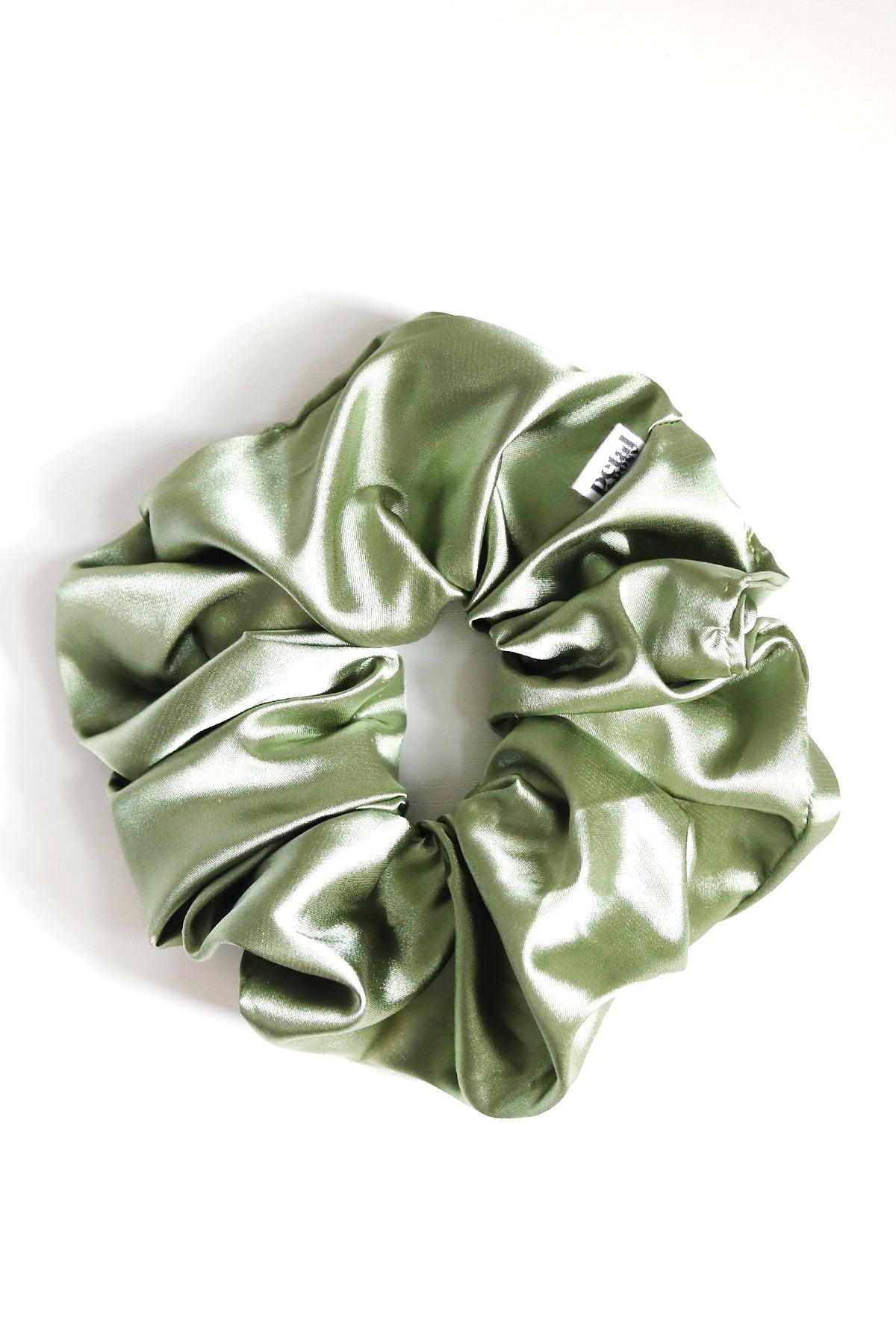 Super Fluff Silk Satin Scrunchie in Sage - Petal & Posy