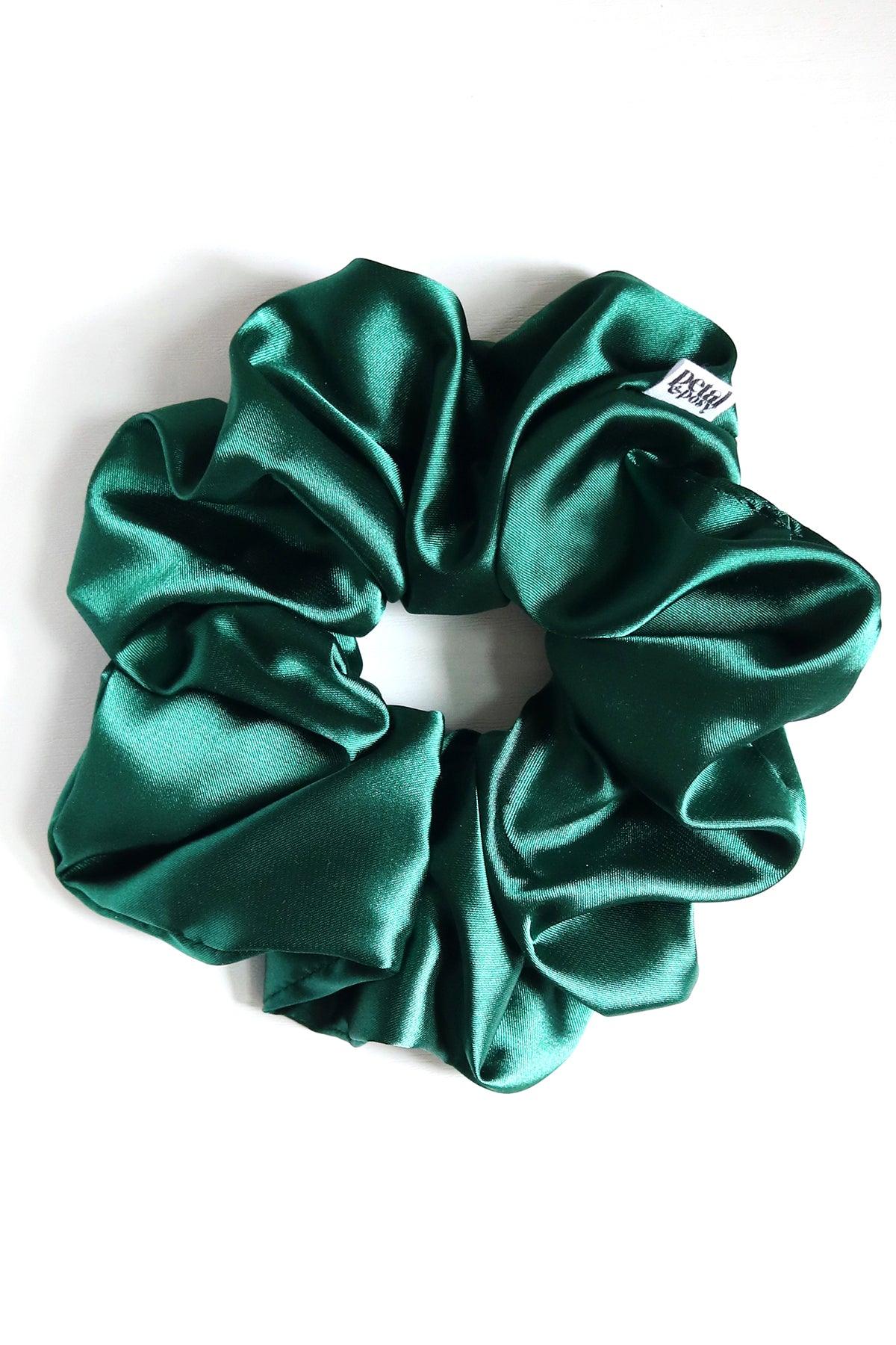 Super Fluff Silk Satin Scrunchie in Emerald - Petal & Posy