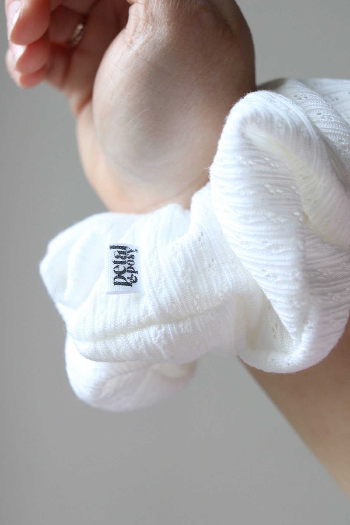 Super Fluff Pointelle Knit Scrunchie in Cloud or Strawberry