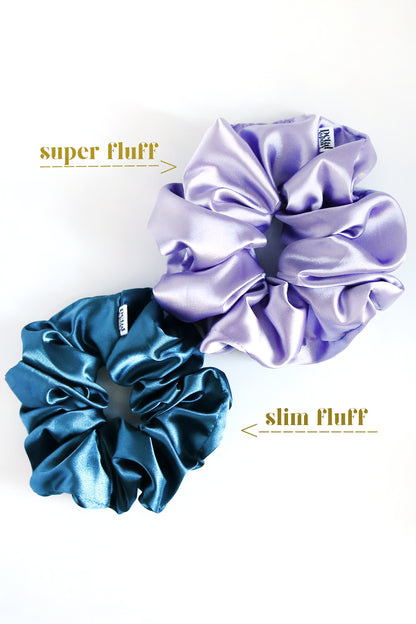 Slim Fluff Silk Satin Scrunchie in Blonde
