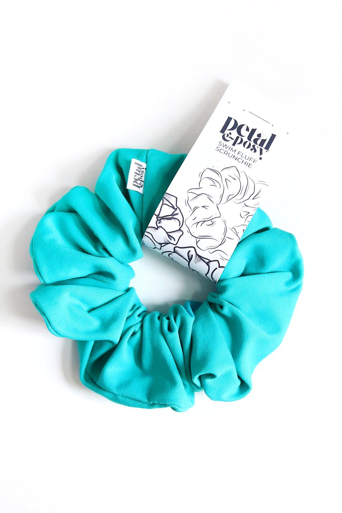 Swim Fluff Chlorine Safe Scrunchie in Aqua - Petal & Posy