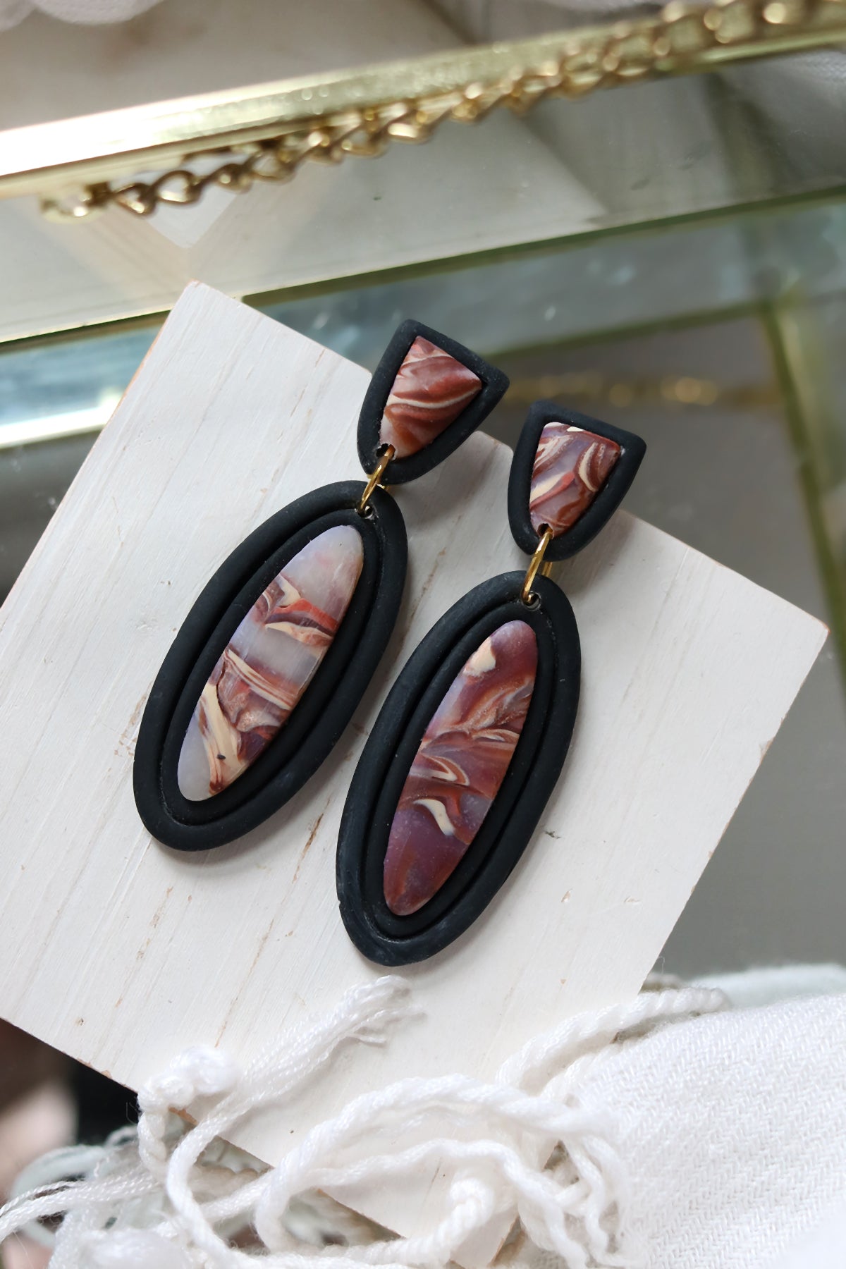 Night Tortoise Polymer Clay Earrings