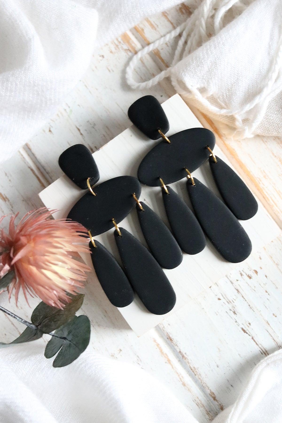 Bell Bottom Earrings in Onyx - Core Collection - Petal & Posy