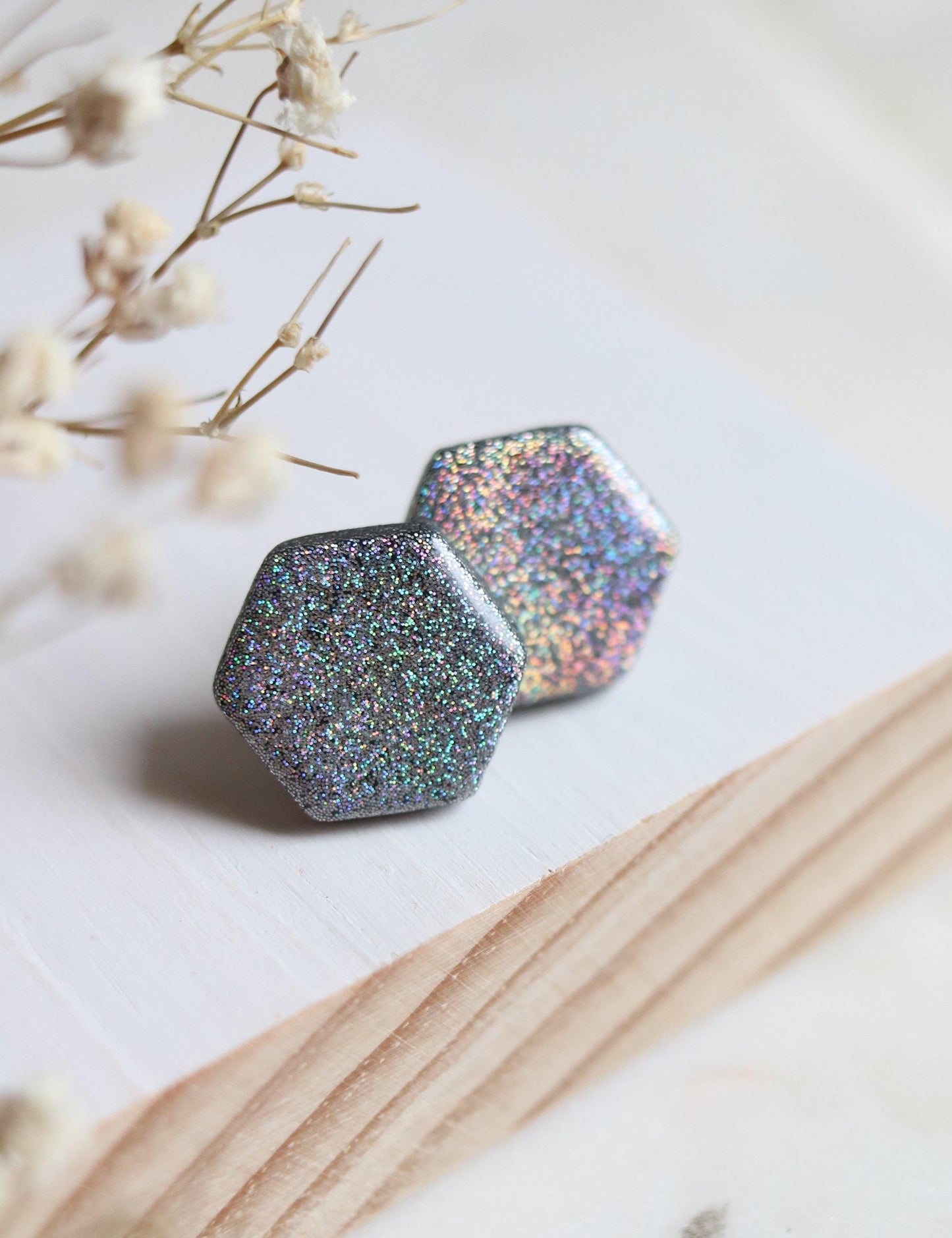 Borealis Polymer Clay Stud Earrings - Petal & Posy