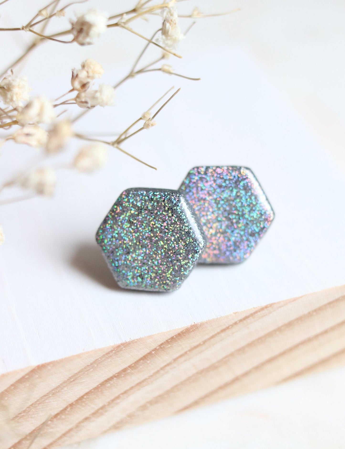 Borealis Polymer Clay Stud Earrings - Petal & Posy