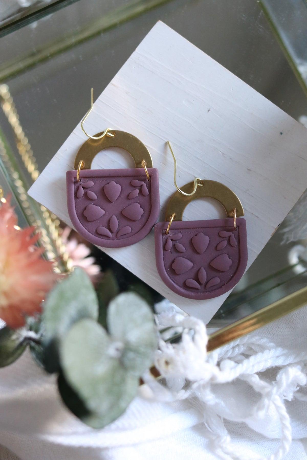Fleur Polymer Clay and Brass Earrings | Choose Your Colour - Petal & Posy