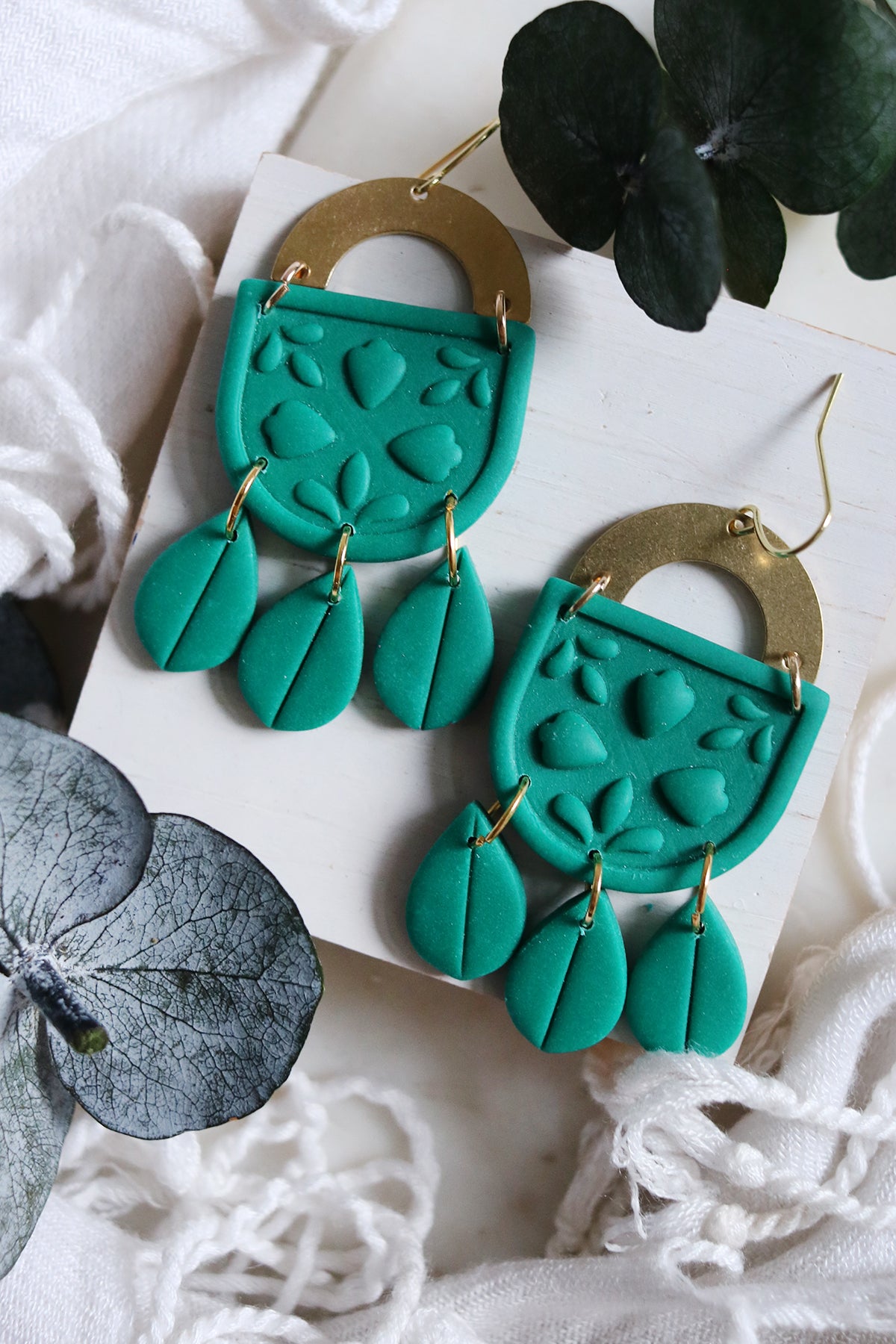 Fleur De Lis Earrings in Emerald