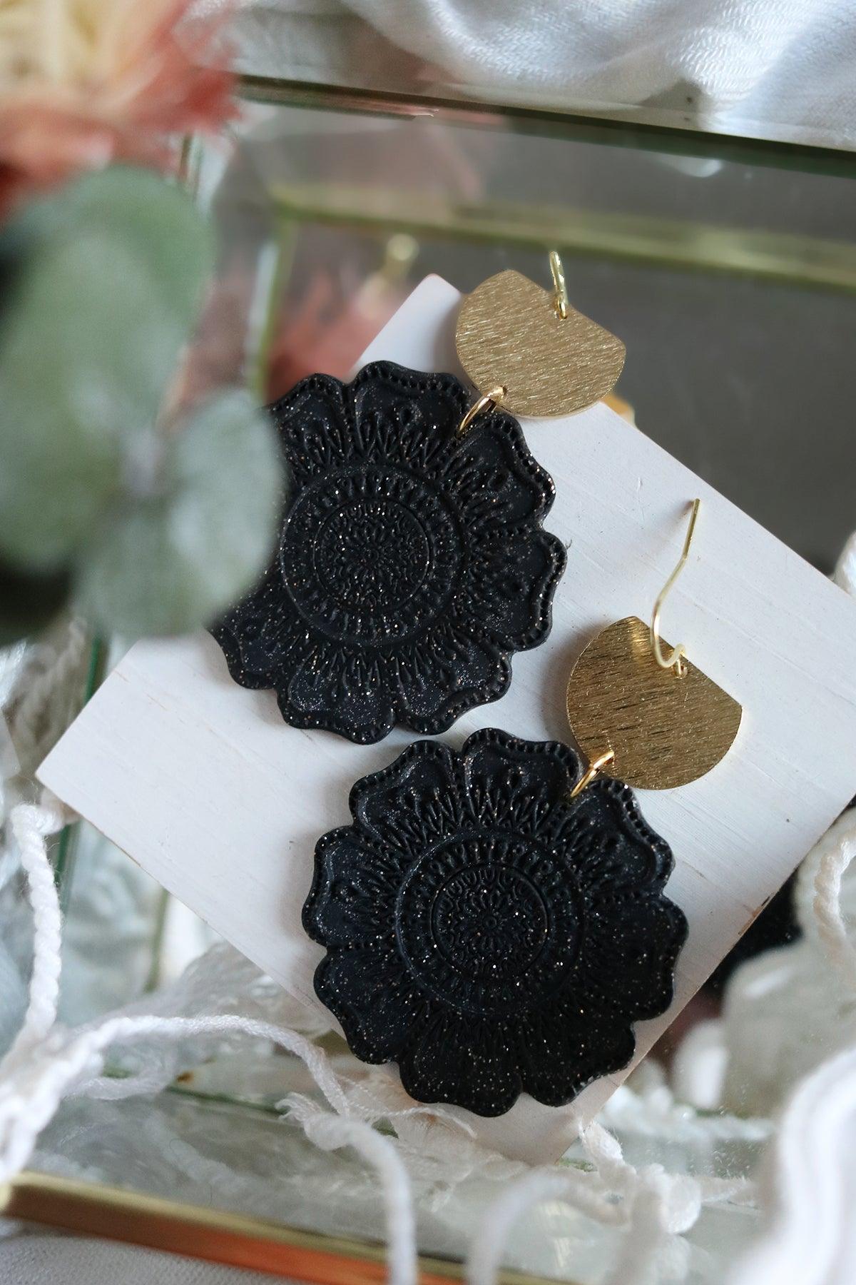 Gerbera Earrings in Onyx - Petal & Posy