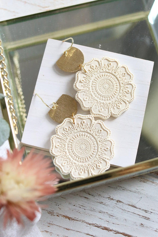 Gerbera Earrings in Buttercream - Petal & Posy