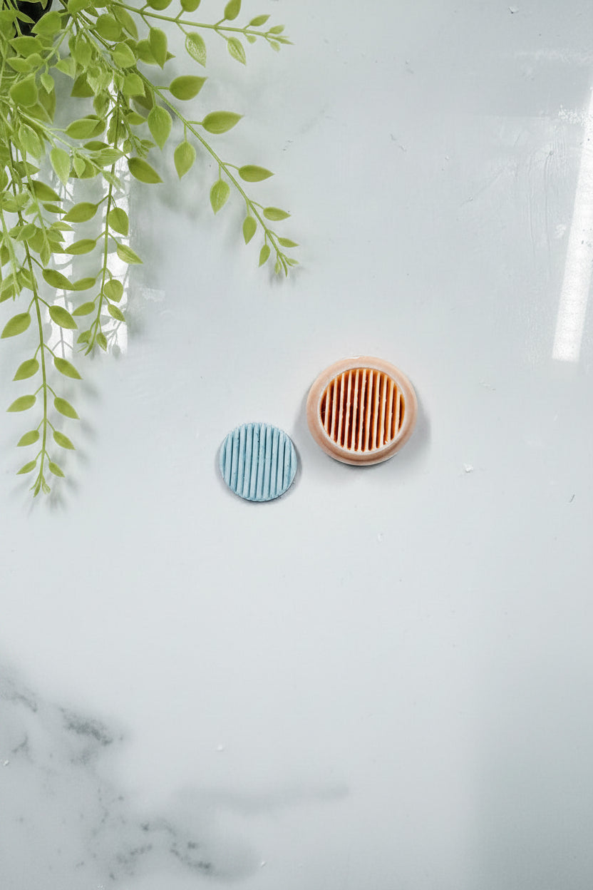 Petal & Posy Simple Striped Circle Polymer Clay Cutter, round cutter with striped pattern for crafting and jewelry making.