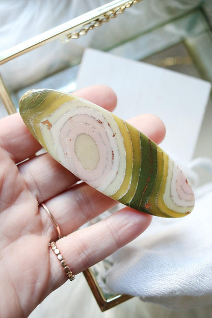 Sweet Sage Polymer Clay Agate Hair Barrette